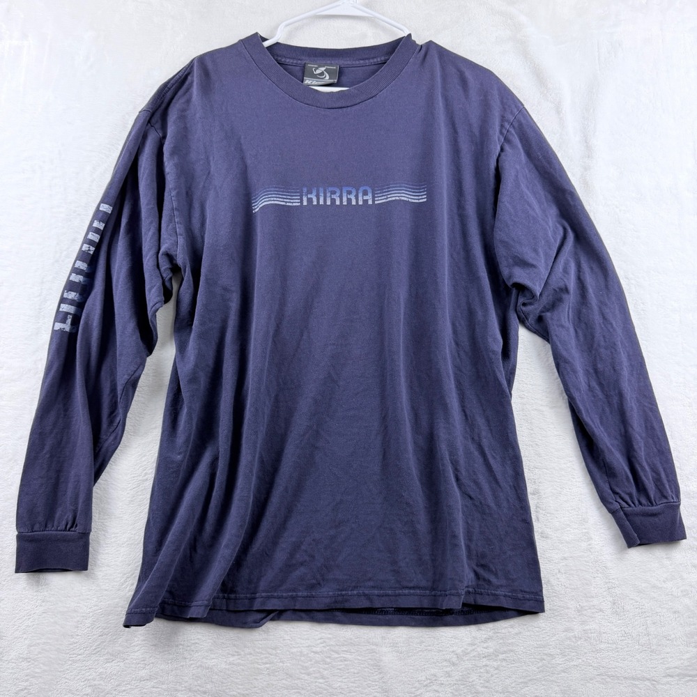 Kirra Long Sleeve Shirt Graphic Palm Tree Navy Blue Size L